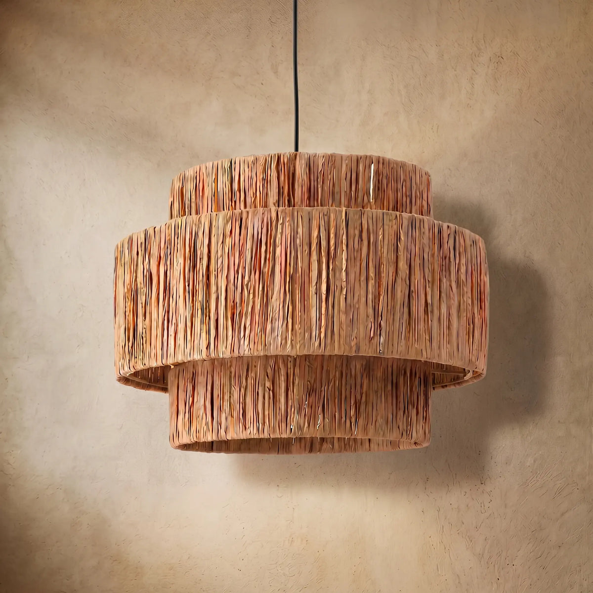 drainpangolin Zenno Rustic Pendant Light & Ceiling Light- Metal & Paper Streamer Shade for Dining Room