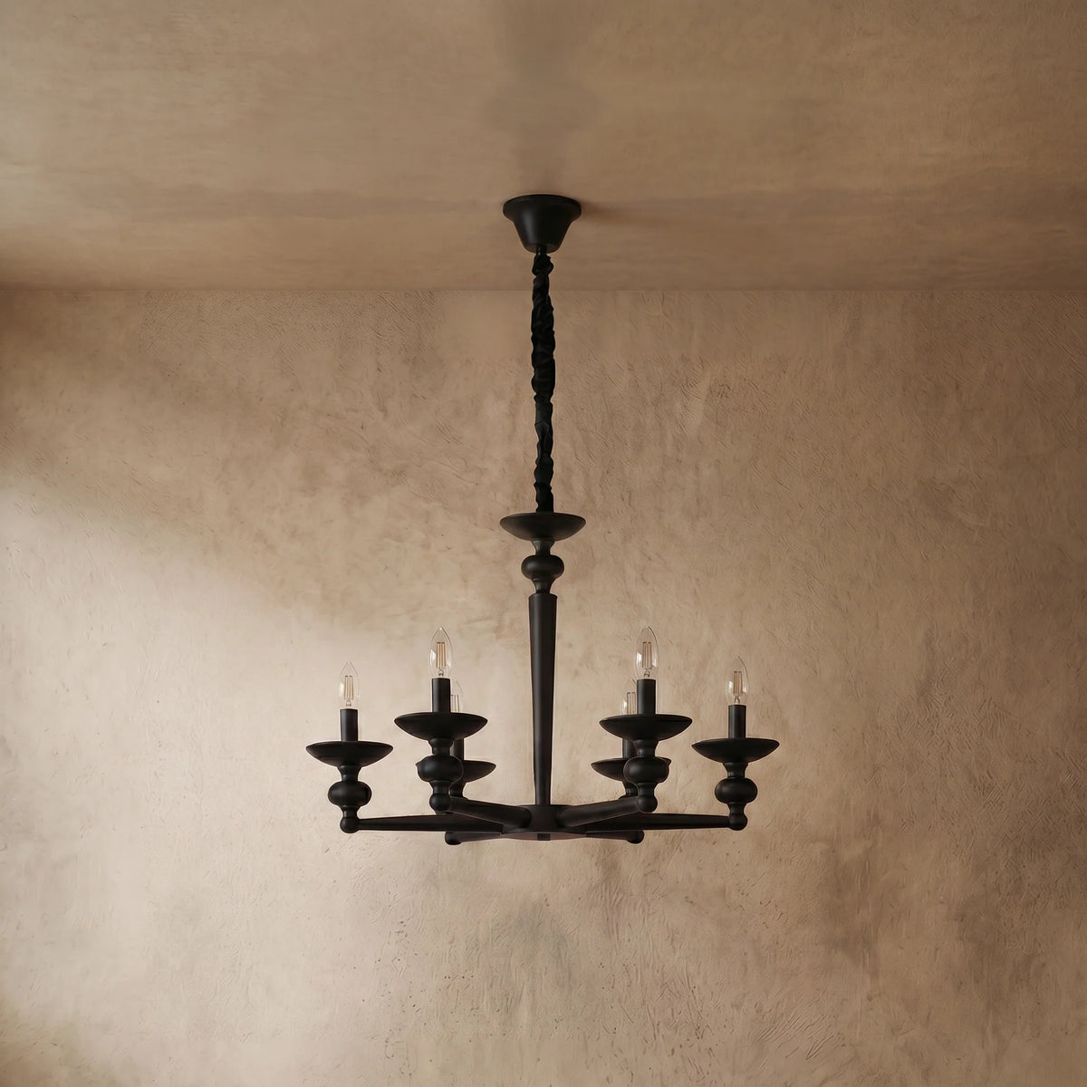drainpangolin Irondale Vintage Black Chandelier - Convertible Wall Pendant Light with Glass Dining Room