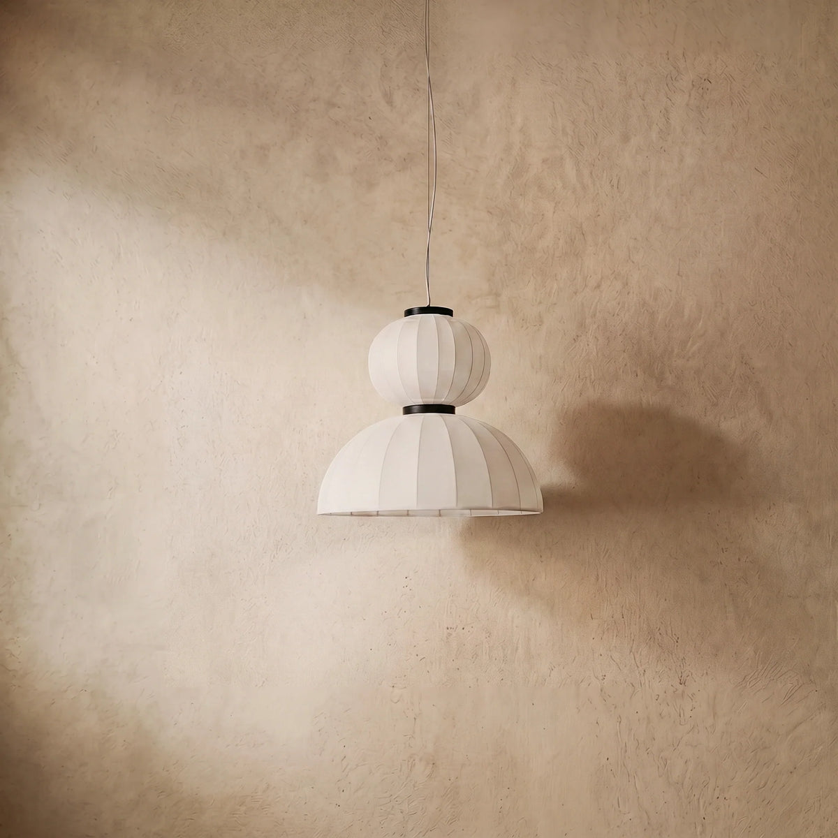 drainpangolin Zenno Modern Pendant Light — White Artificial Silk & Metal with 3-Color LED Dining Room
