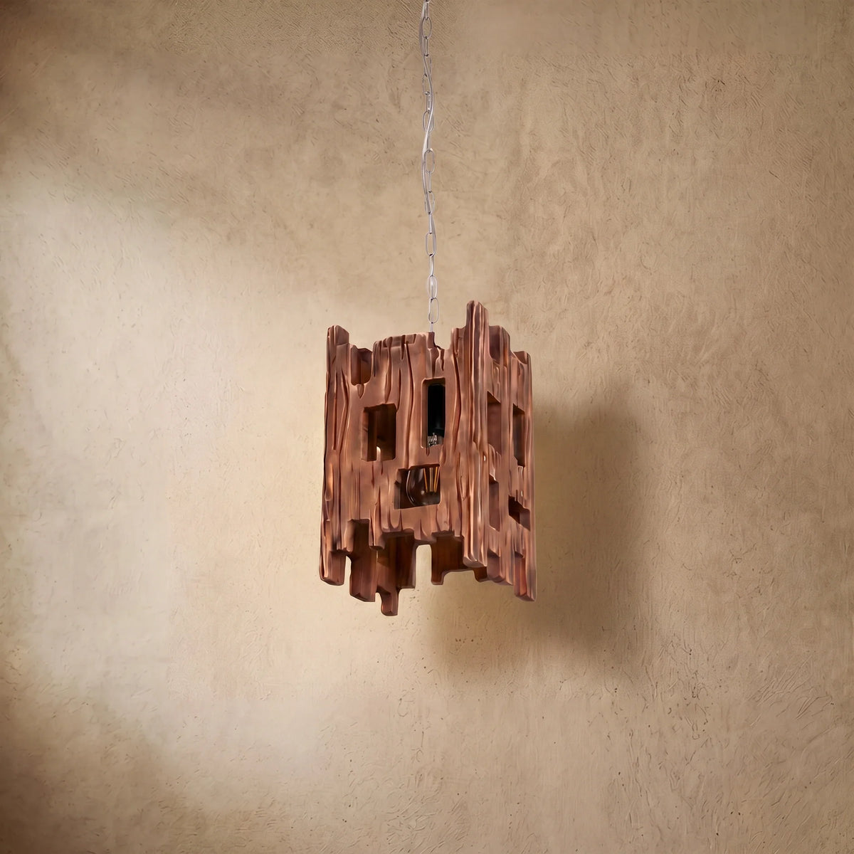drainpangolin Zenno Rustic Wood Pendant Light - Rectangular Wood for Dining Room, Bedroom