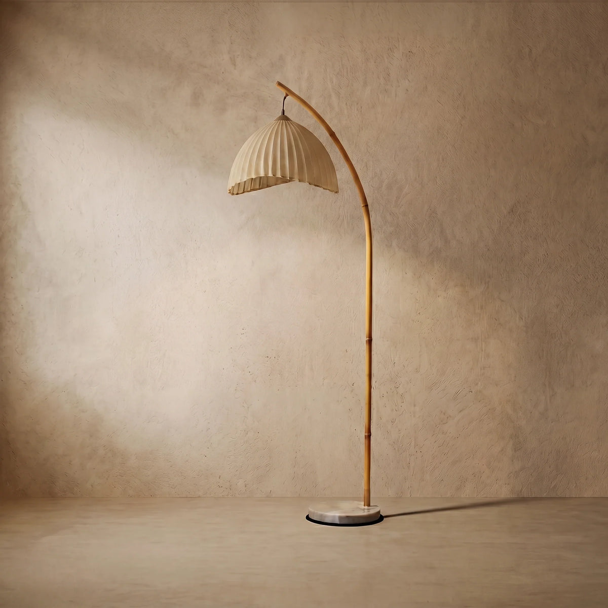 drainpangolin Natural Beige Floor Lamp - Metal Frame with Fabric Bowled Shade