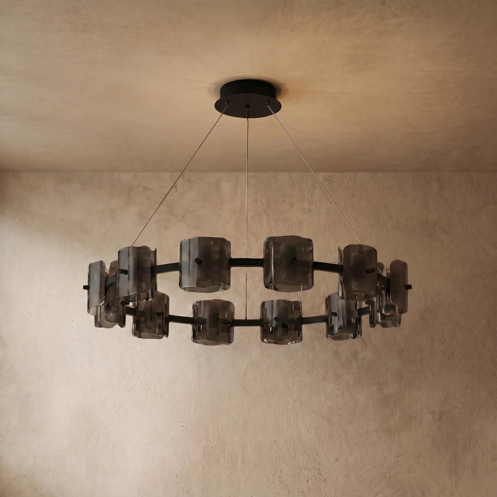 drainpangolin Excelis Royal Pendant Light Metal and Glass Ring for Dining Room