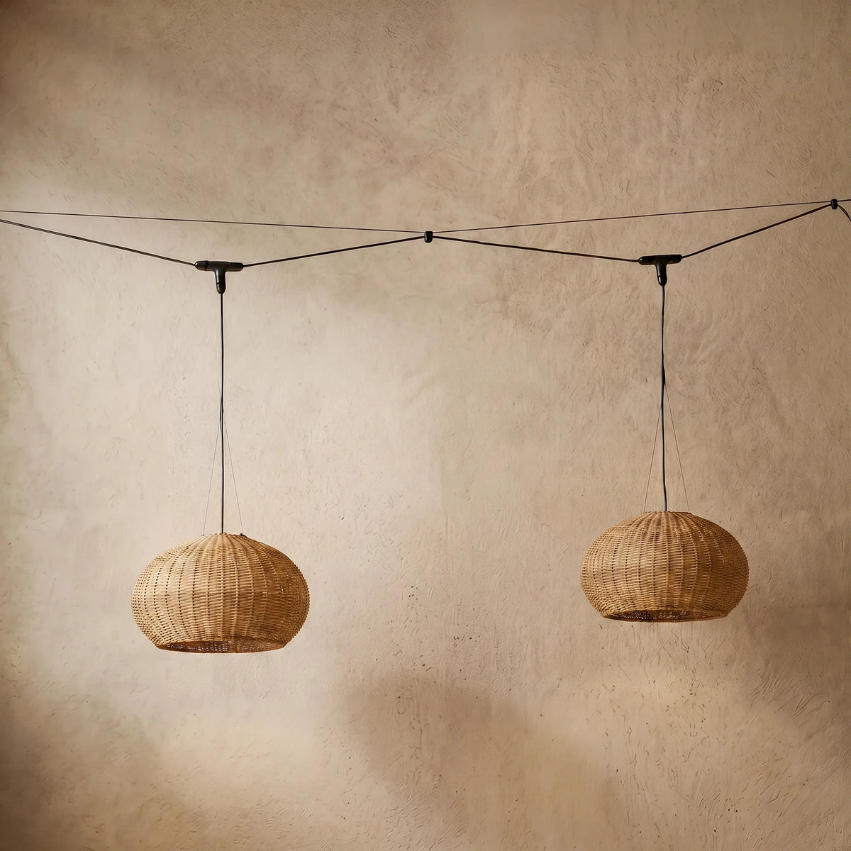 drainpangolin Bamburo Rustic Brown Outdoor Pendant Lights - Bamboo Acrylic Lantern Garden
