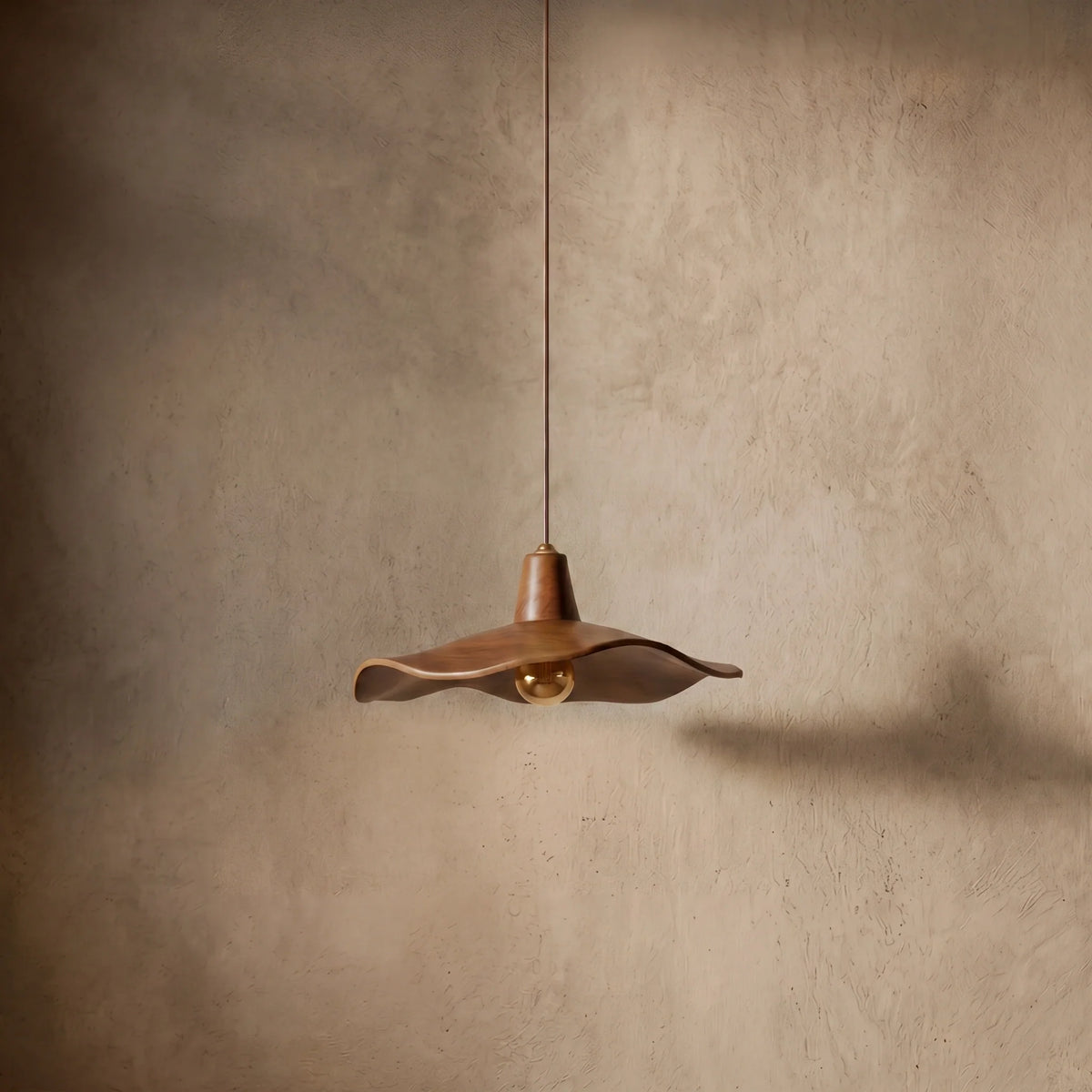 drainpangolin Zenno Retro Wave Pendant Light – Mahogany Resin & Metal Design for Dining Room