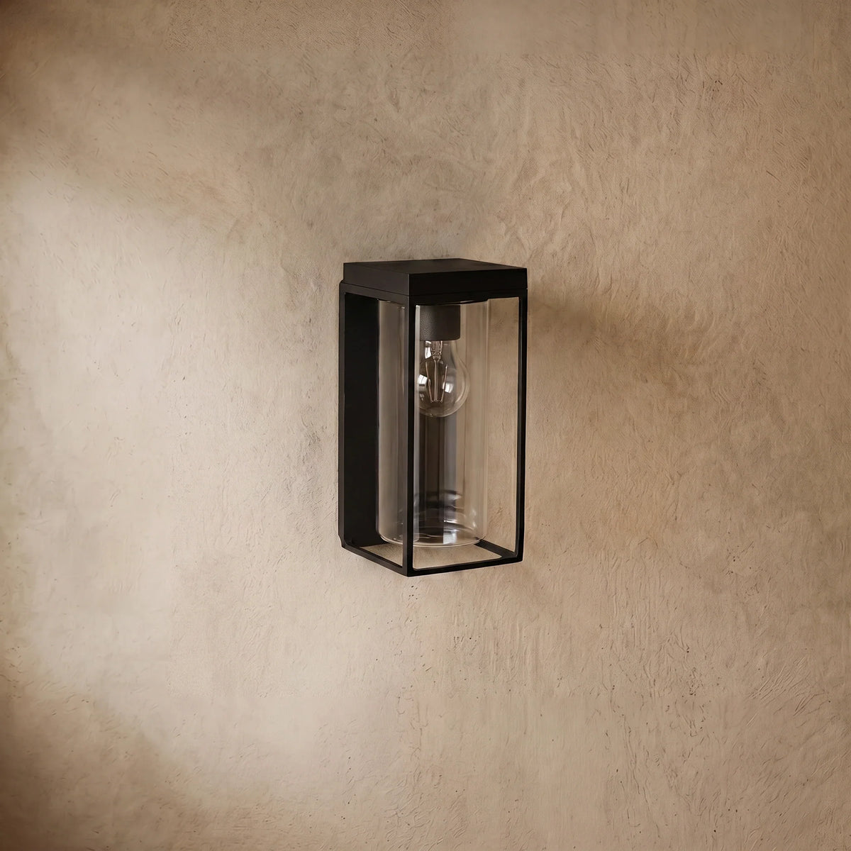 Irondale Solar Sensor Wall Lamp – Black Metal & Glass