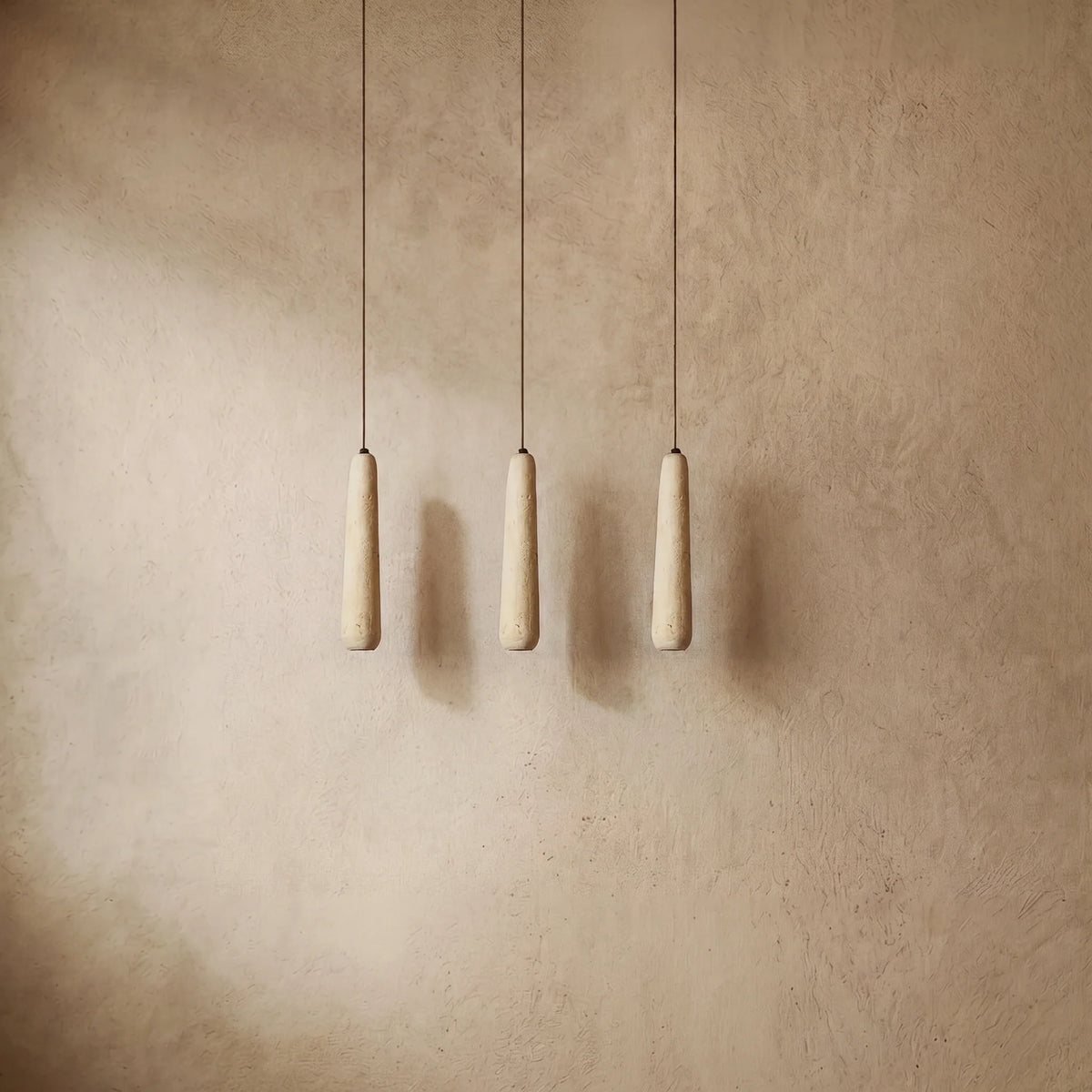 drainpangolin Zenno Modern Pendant Light — Natural Wood & Stone Cylinder for Dining Room