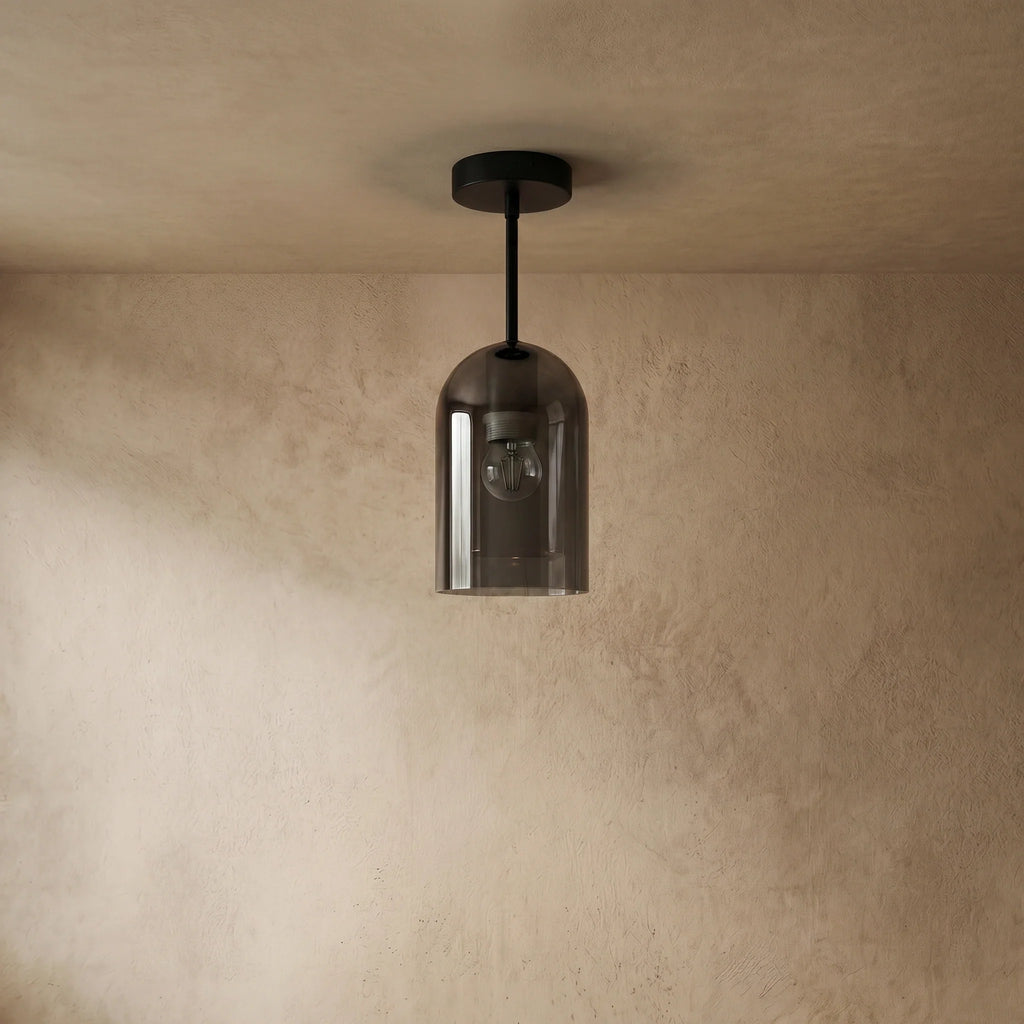 drainpangolin Modern Semi-Flush Ceiling Light Pendant Light - Clear Glass Cylinder