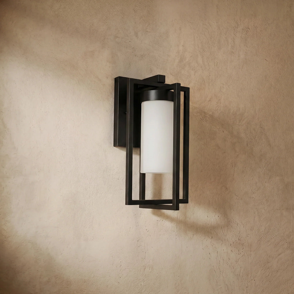 drainpangolin Arcato Modern Rectangular Outdoor Wall Lamp - Black Metal for Courtyard