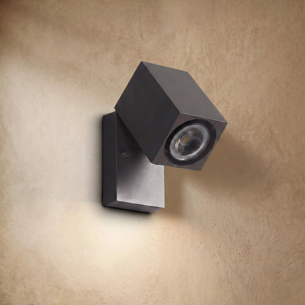 drainpangolin Arcato Modern Rotatable Square Wall Lamp - Black Metal for Outdoor Garden