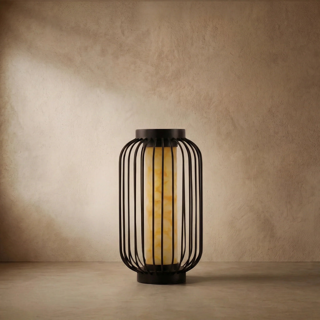 drainpangolin Lunara Modern Solar Floor Lamp - Black Metal Lantern for Courtyard (Waterproof)