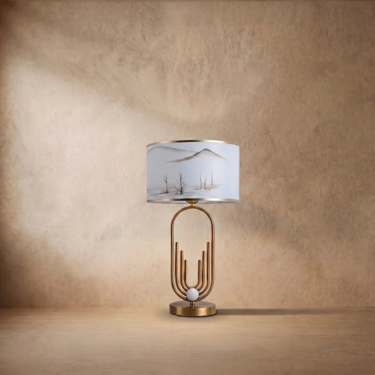 drainpangolin Vivara Modern Gold Floor and Table Lamp - Metal Frame with Fabric Living Room/Bedroom