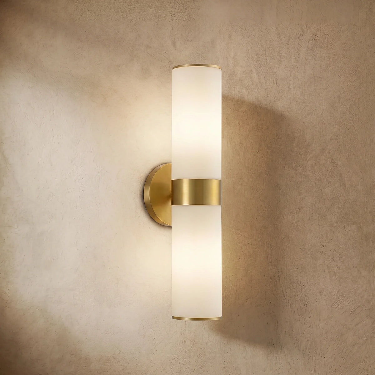 drainpangolin Excelis Royal Brass Wall Lamp - Metal Glass Cylinder for Living Room