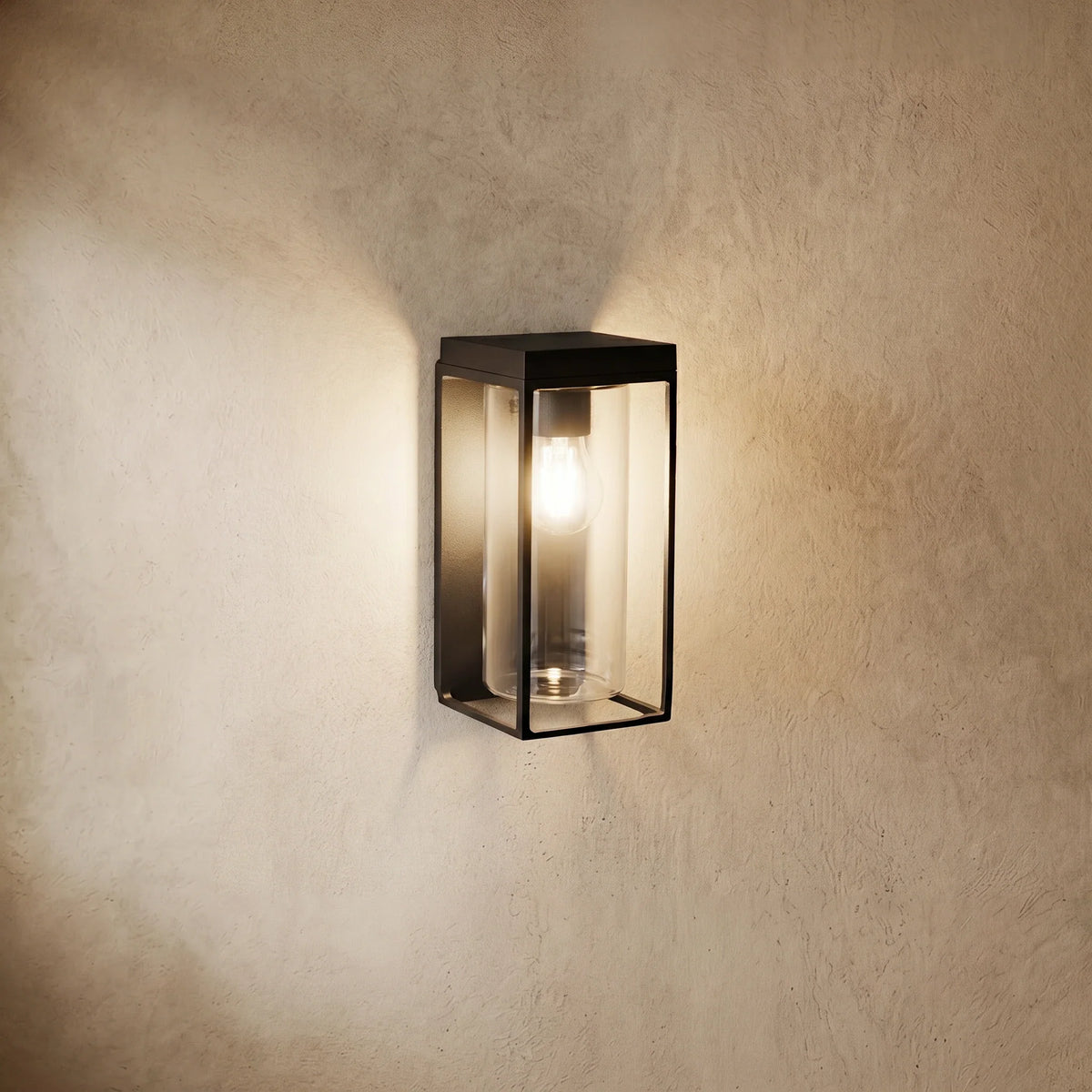 Irondale Solar Sensor Wall Lamp – Black Metal & Glass