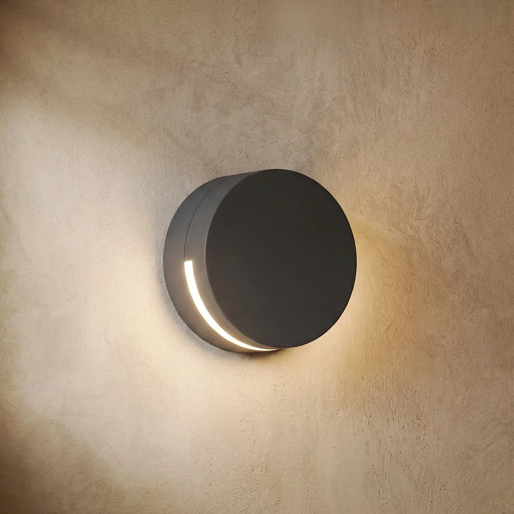 drainpangolin Irondale Modern Round Wall Lamp - Black Waterproof Metal for Outdoor Yard