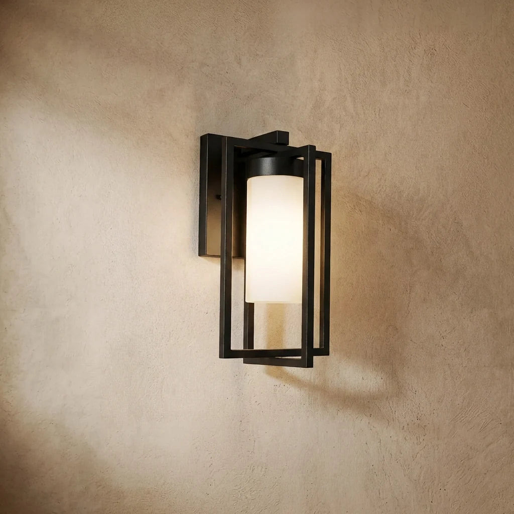 drainpangolin Arcato Modern Rectangular Outdoor Wall Lamp - Black Metal for Courtyard