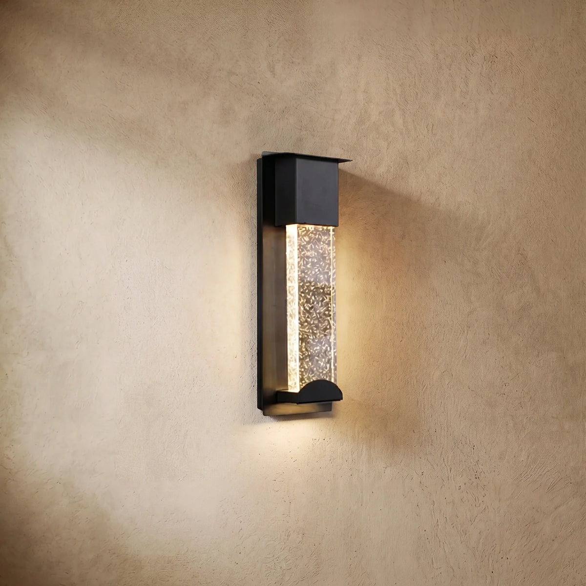 drainpangolin Arcato Modern Rectangle Outdoor Wall Lamp - Black Metal and Acrylic for Patio