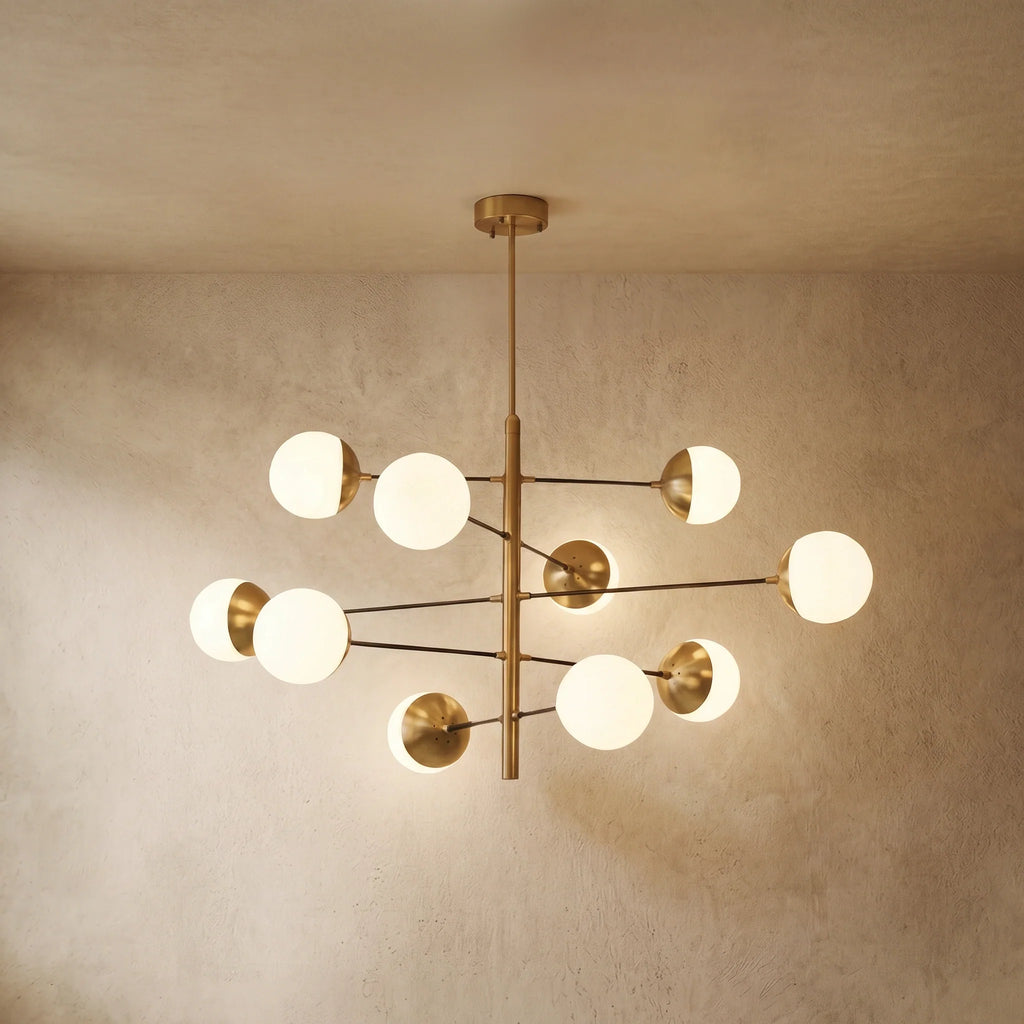 drainpangolin Nebula Nordic Gold Chandelier – Multi Globe Metal and Glass Light for Dining Room Bedroom