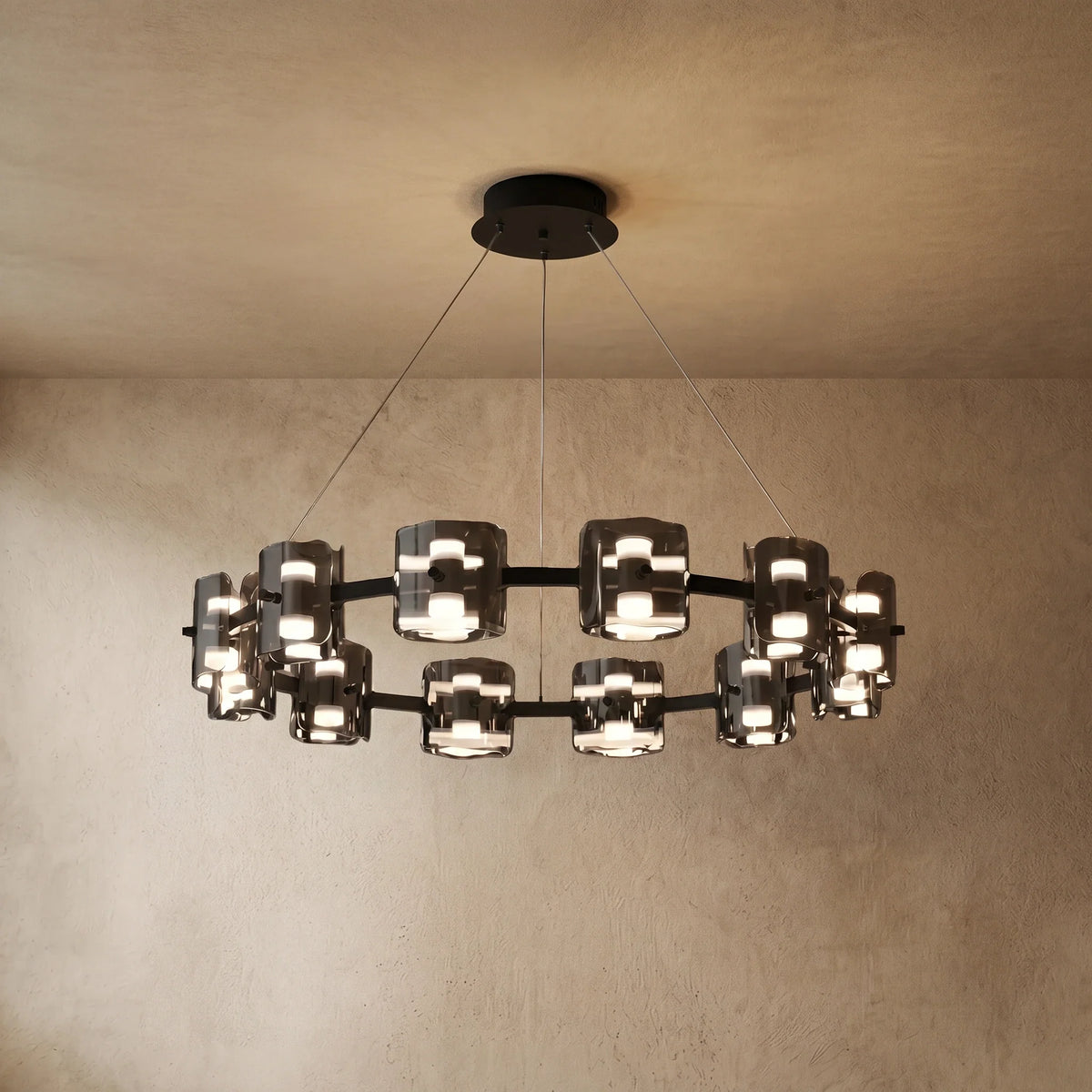 drainpangolin Excelis Royal Pendant Light Metal and Glass Ring for Dining Room