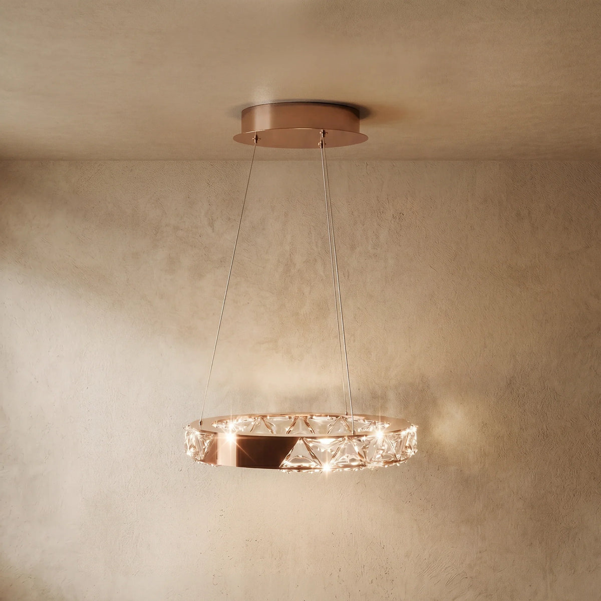 drainpangolin Excelis Rose Gold Crystal Chandelier – Exquisite Crystals with Warm Ambient Glow