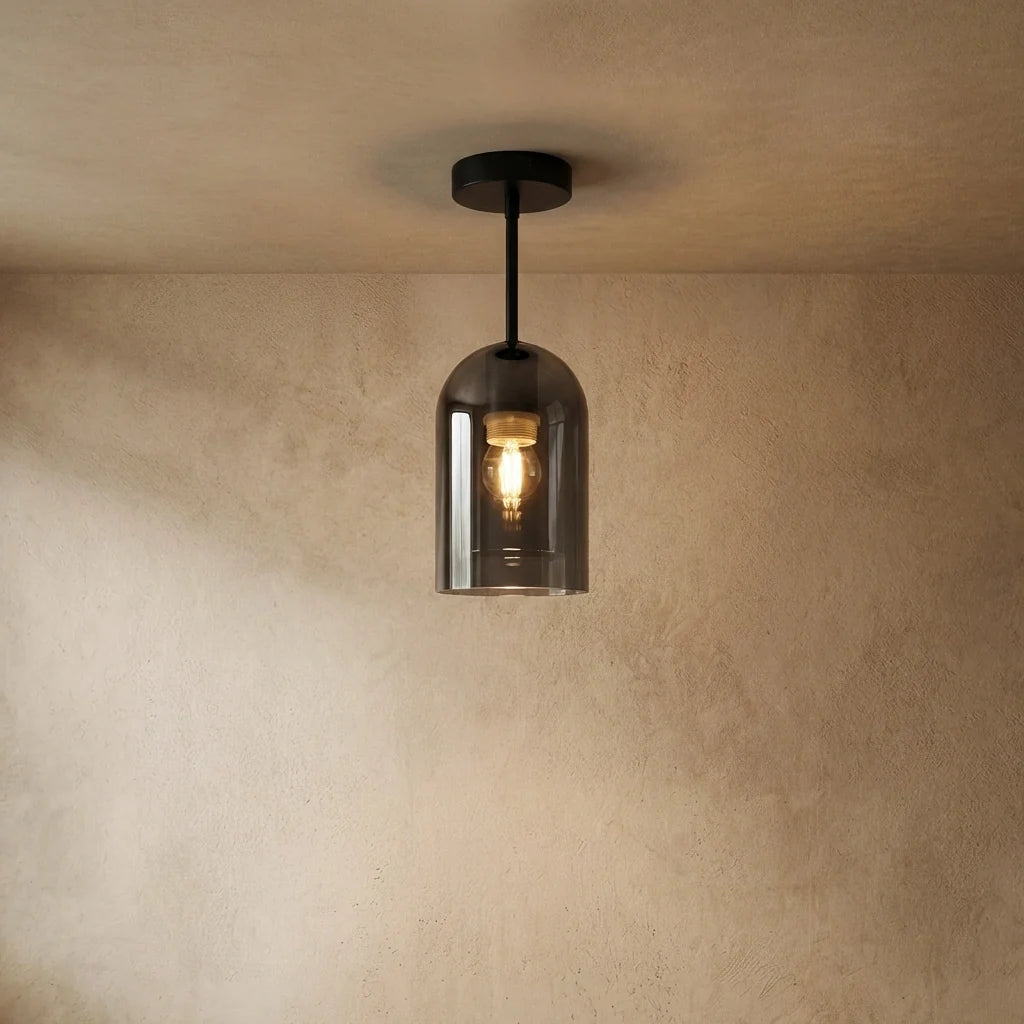 drainpangolin Modern Semi-Flush Ceiling Light Pendant Light - Clear Glass Cylinder