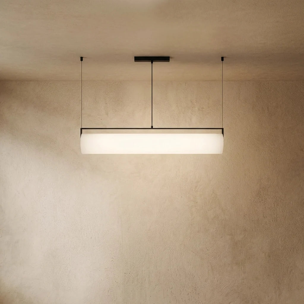 drainpangolin Arcato Modern Designer White Pendant Light – Cylindrical Metal & Acrylic Fixture for Dining Room