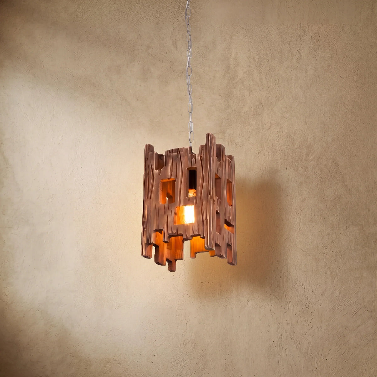 drainpangolin Zenno Rustic Wood Pendant Light - Rectangular Wood for Dining Room, Bedroom