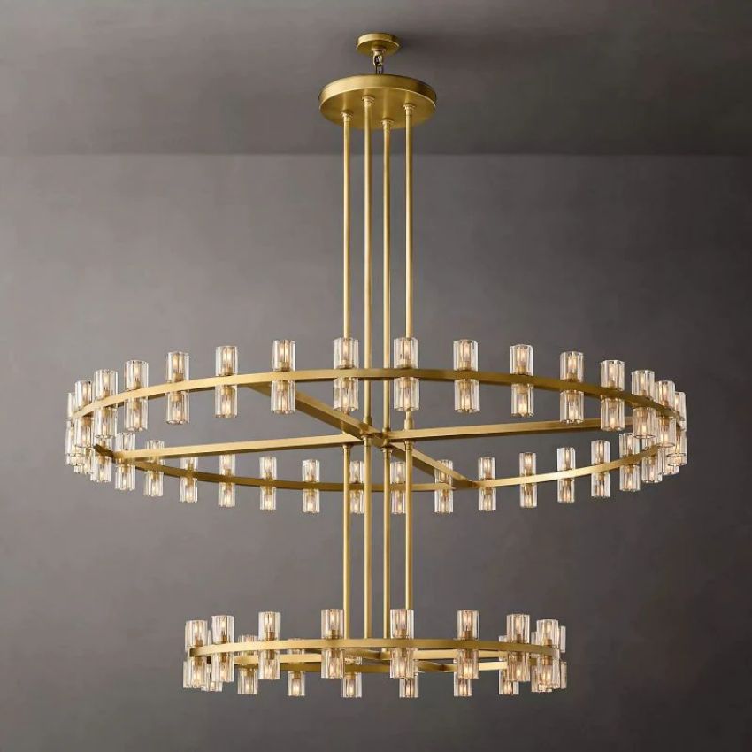 Arcachon Gear Crystal Two-Tier Round Chandelier 60"