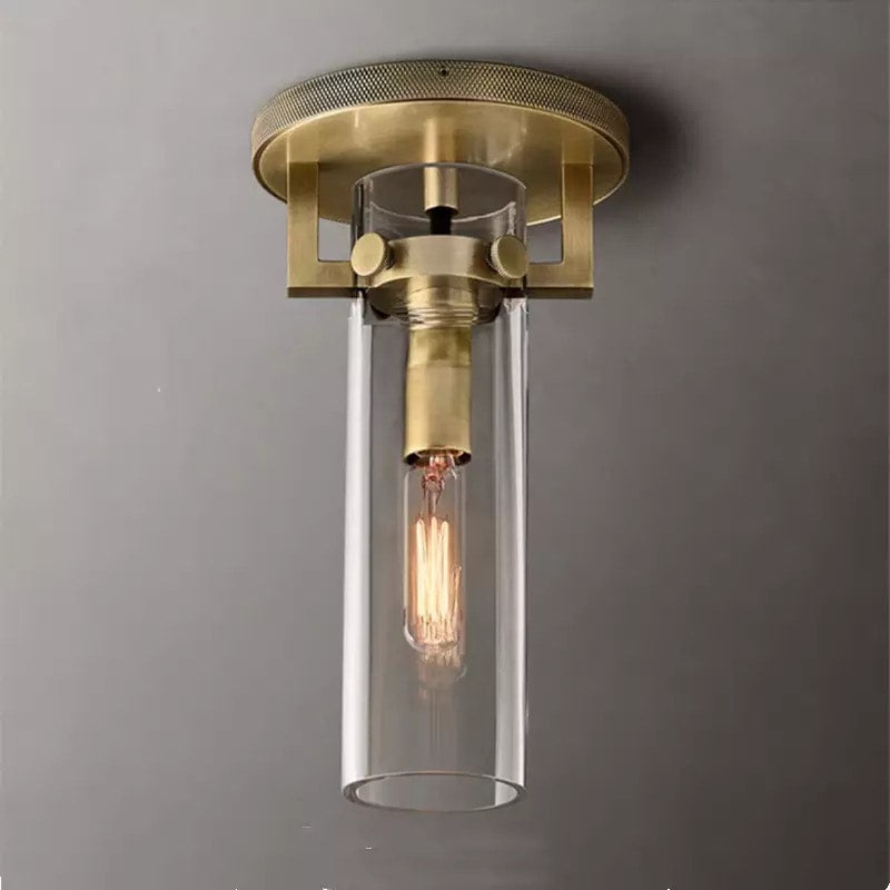 Machinist Glass Cylinder Flush Mount