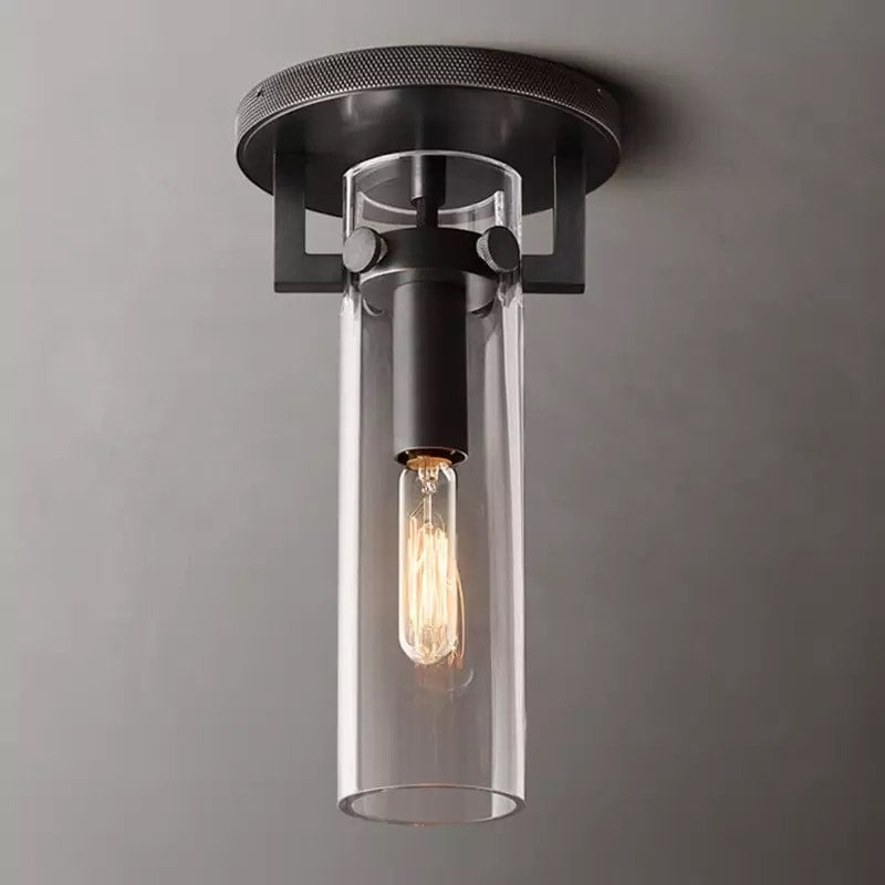 Machinist Glass Cylinder Flush Mount