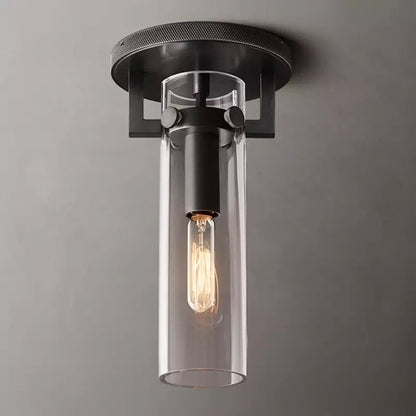 Machinist Glass Cylinder Flush Mount