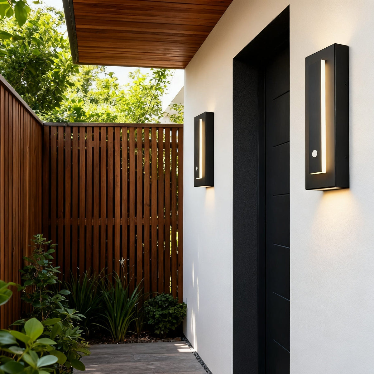 drainpangolin Prisma Modern Metal & Acrylic Wall Lamp - Black Rectangular Design for Garden