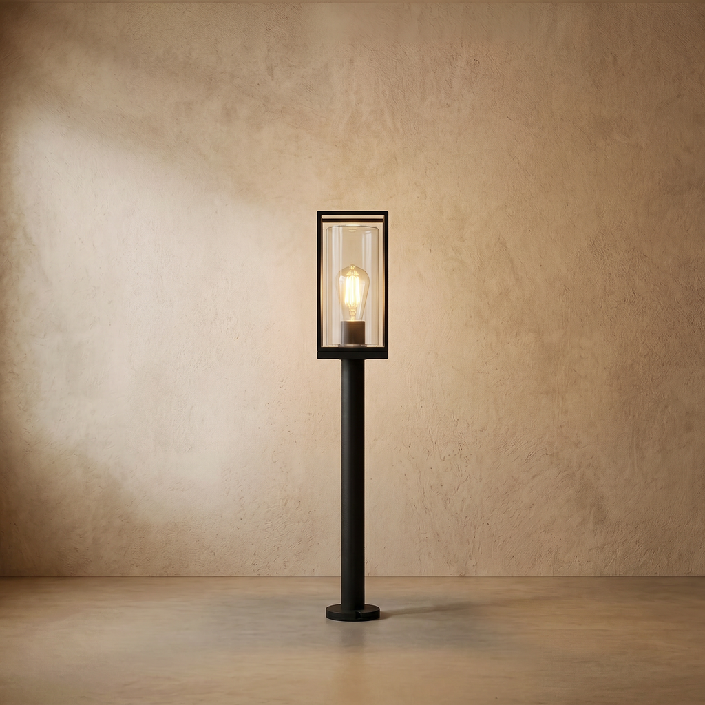 drainpangolin Irondale Industrial Modern Rectangular Outdoor Pathway Light - Black Metal for Courtyard