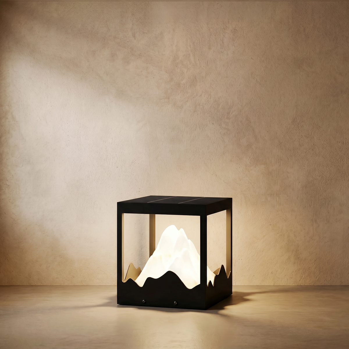 drainpangolin Lunara Designer Metal Outdoor Path Lamp - Black Square Mountain Shape Garden and Pillar Lights
