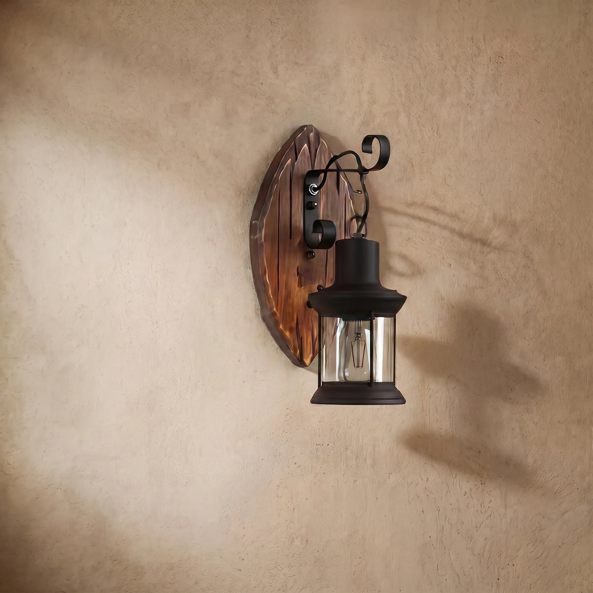 drainpangolin Irondale Industrial Black Metal Wall Lamp - Lantern for Dining Room