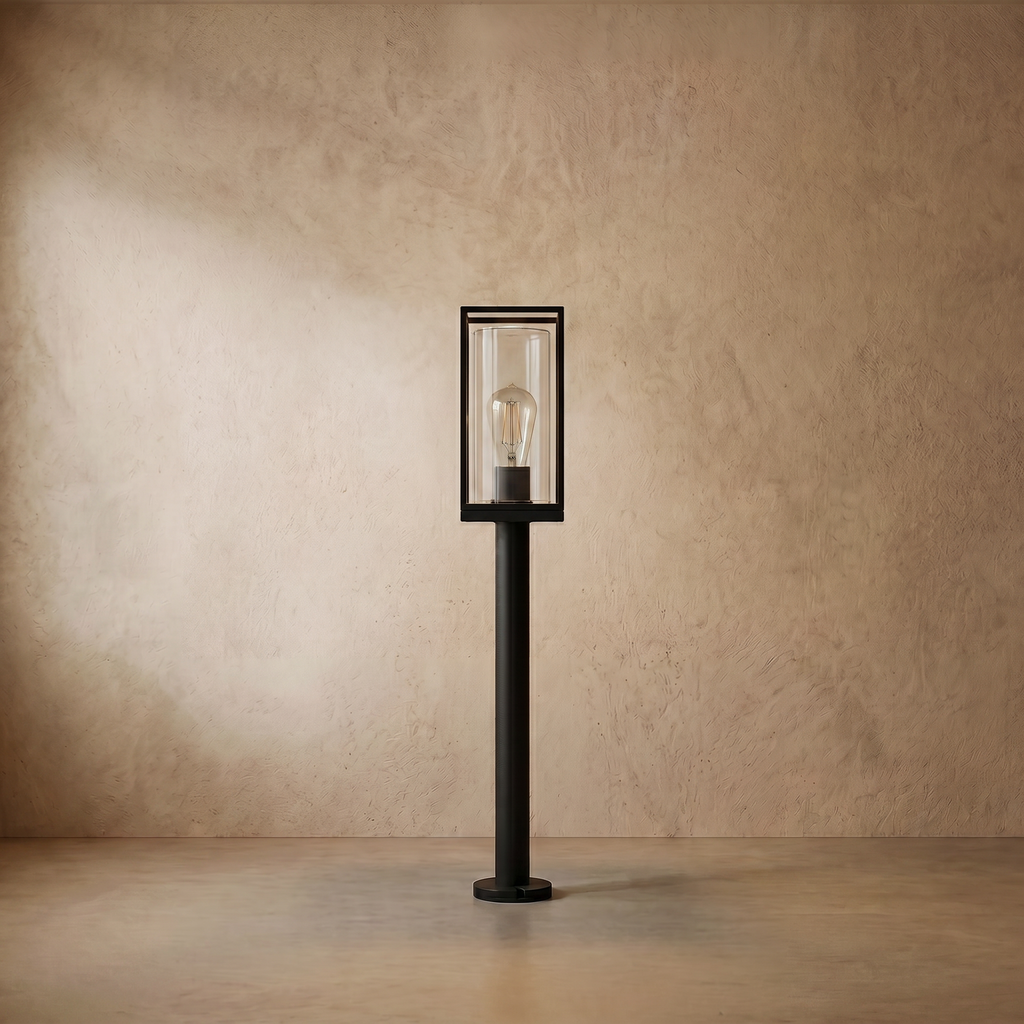 drainpangolin Irondale Industrial Modern Rectangular Outdoor Pathway Light - Black Metal for Courtyard