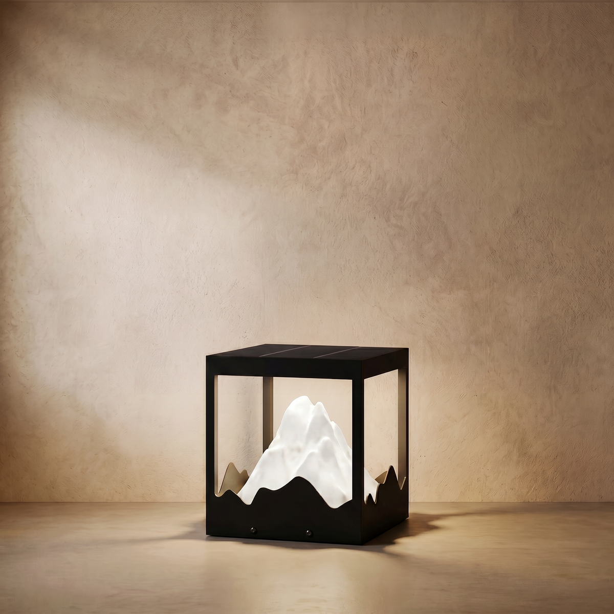 drainpangolin Lunara Designer Metal Outdoor Path Lamp - Black Square Mountain Shape Garden and Pillar Lights