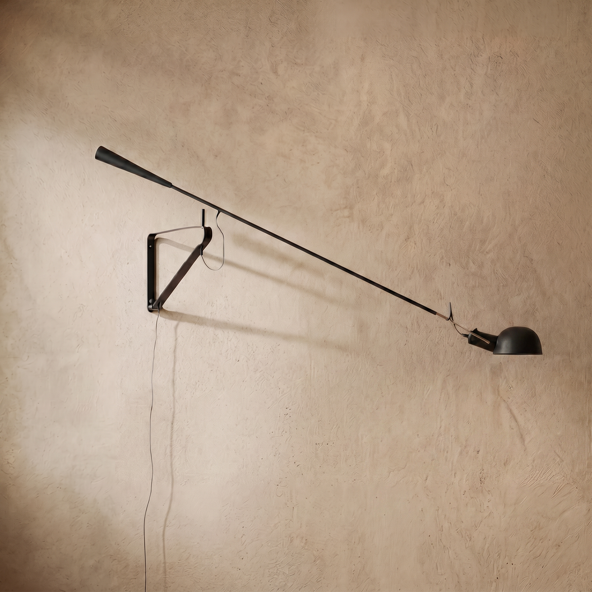 drainpangolin Minimalist Black Wall Lamp-Metal Long Swing Adjustable Arm Living Room/Bedroom