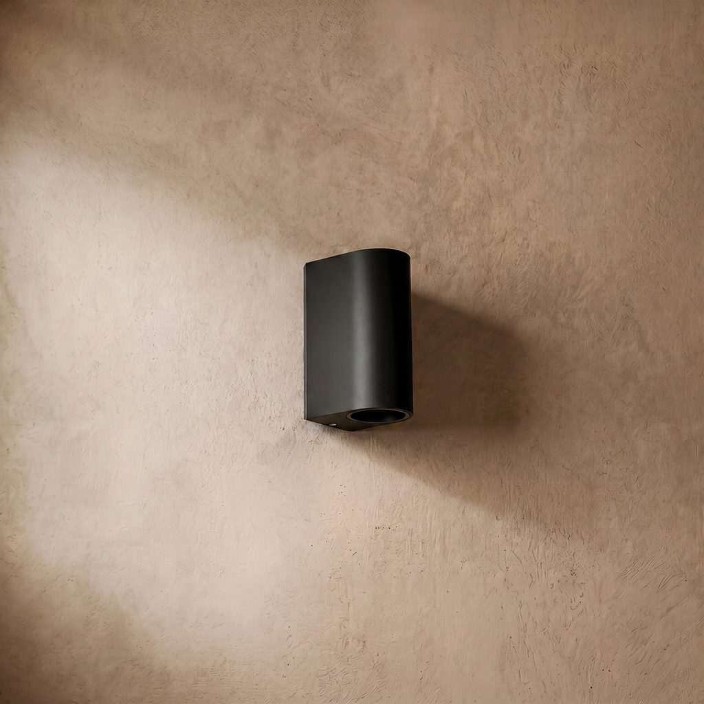 drainpangolin Arcato Minimalist Square/Cylindrical Outdoor Wall Lamp - Black Metal for Garden