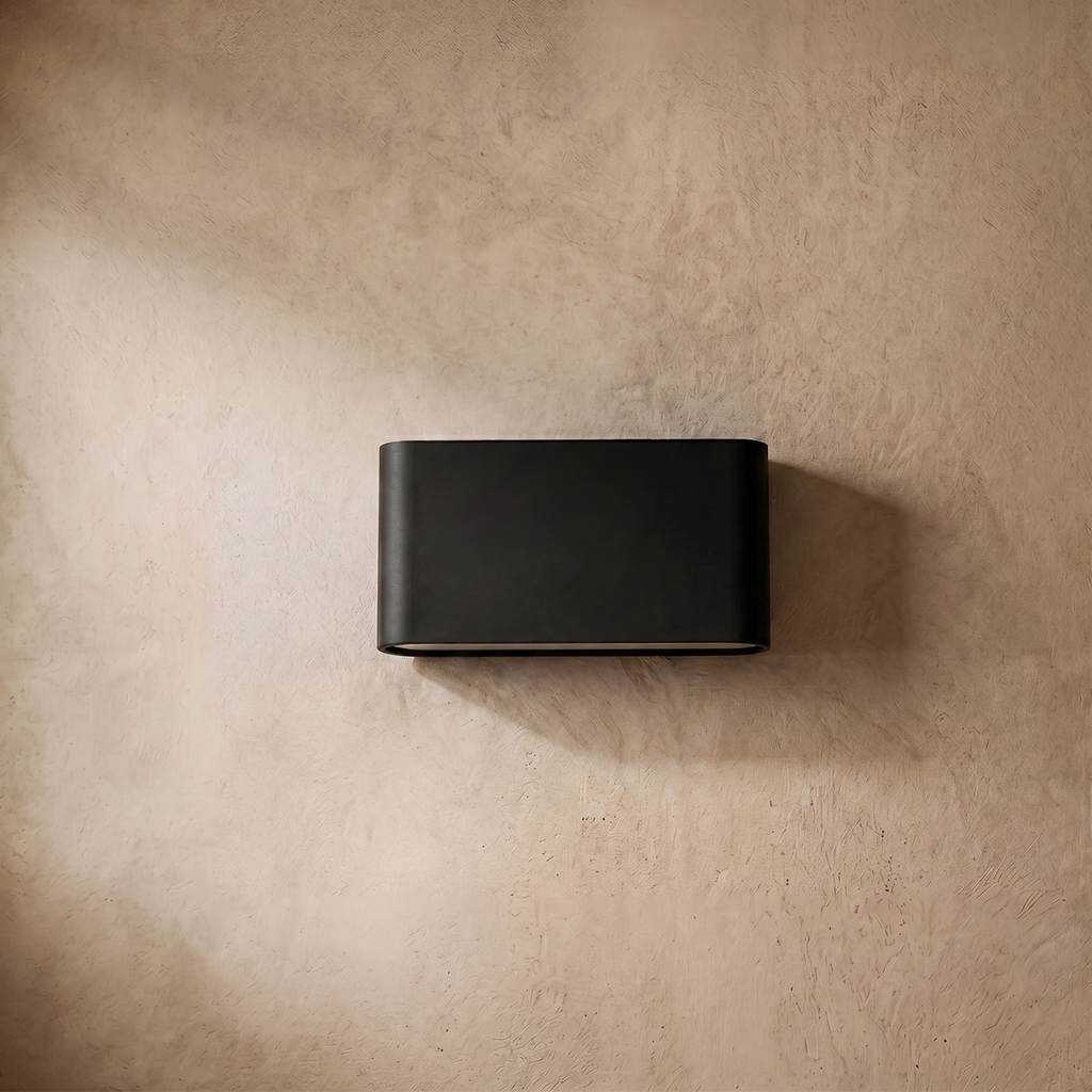 drainpangolin Irondale Minimalist Rectangular Outdoor Wall Lamp - Black Metal for Patio