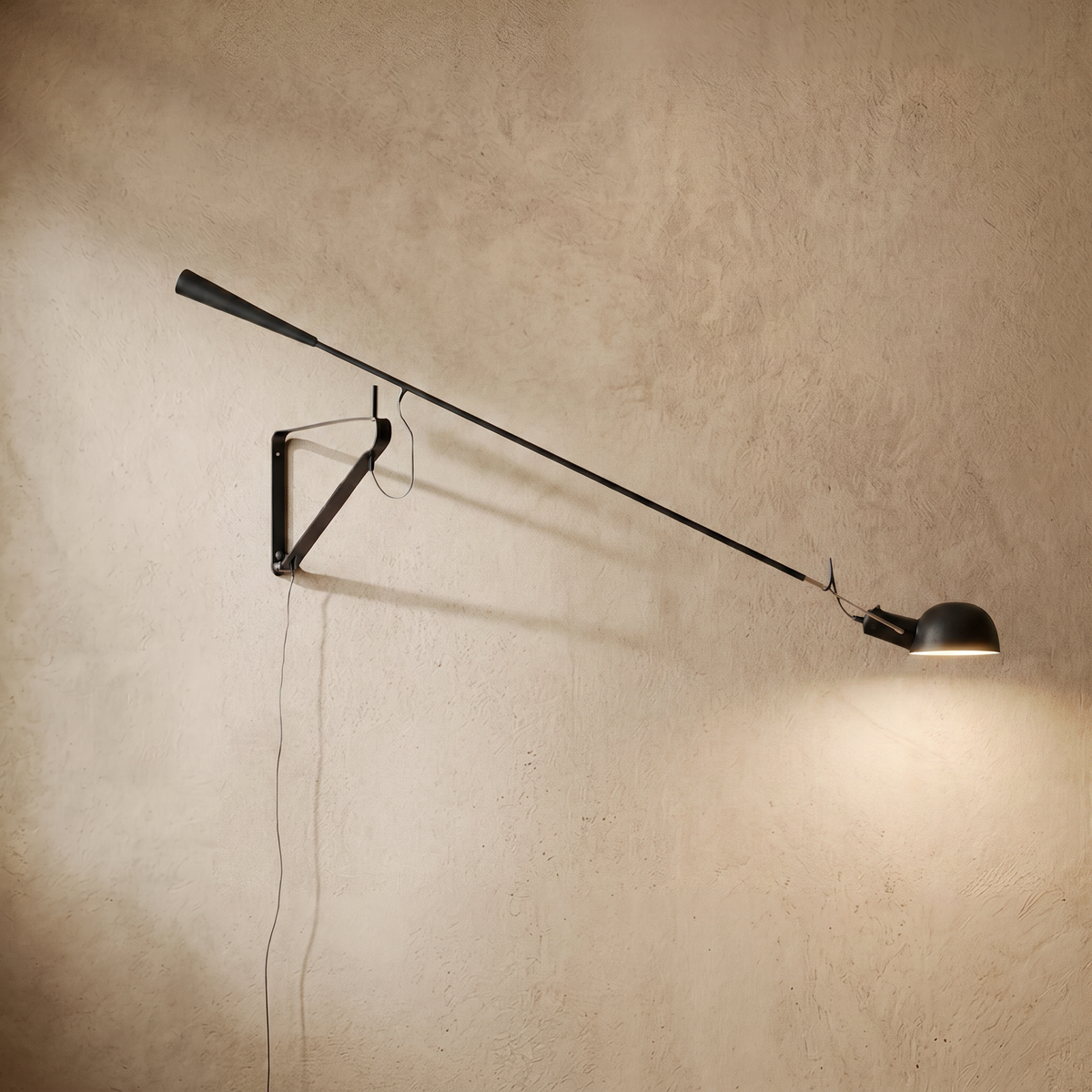 drainpangolin Minimalist Black Wall Lamp-Metal Long Swing Adjustable Arm Living Room/Bedroom