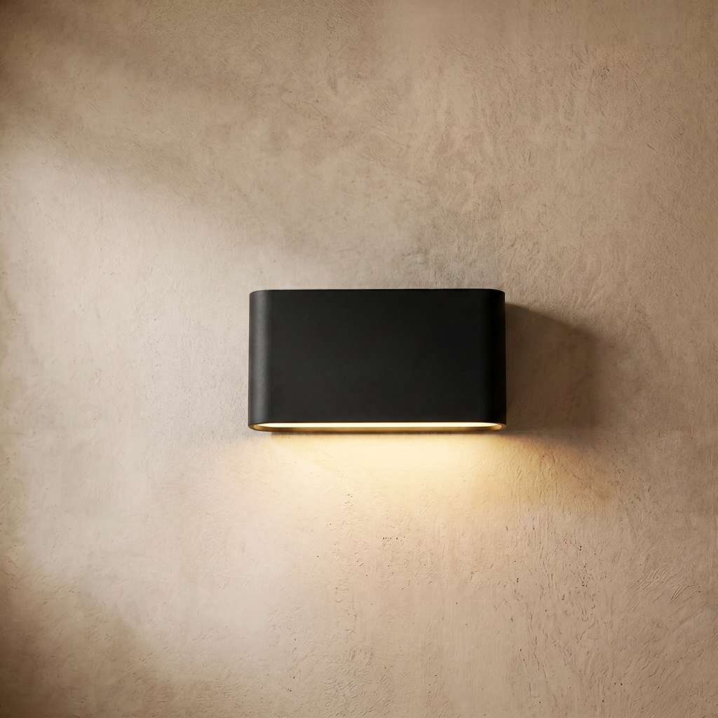 drainpangolin Irondale Minimalist Rectangular Outdoor Wall Lamp - Black Metal for Patio