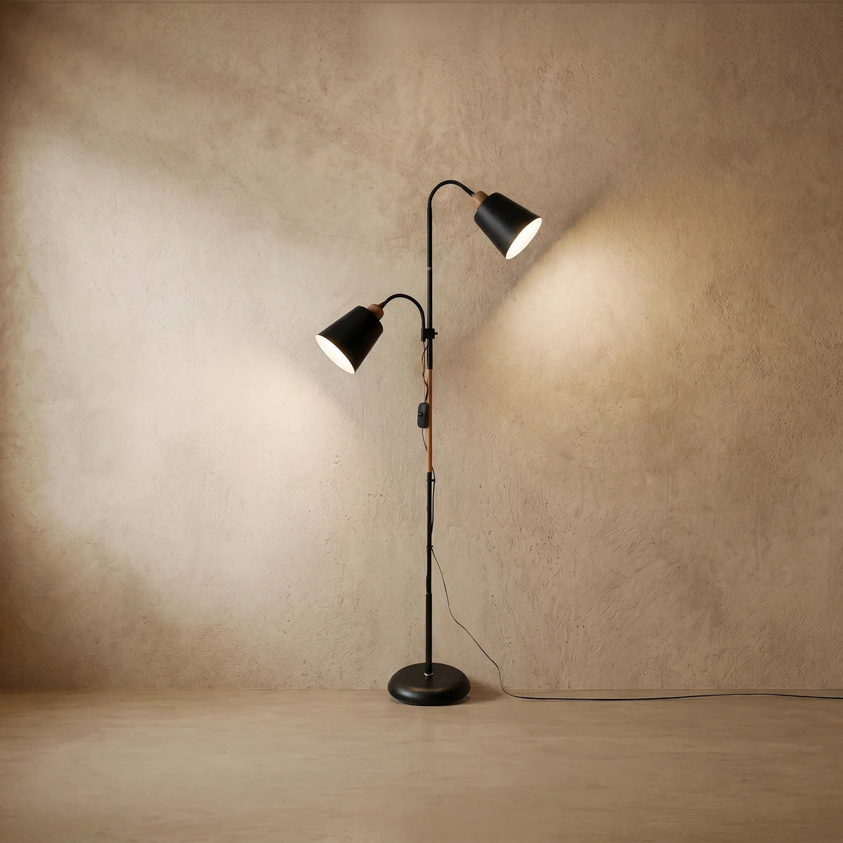 drainpangolin Arcato Modern Double Head Floor Lamp with Adjustable Living Room