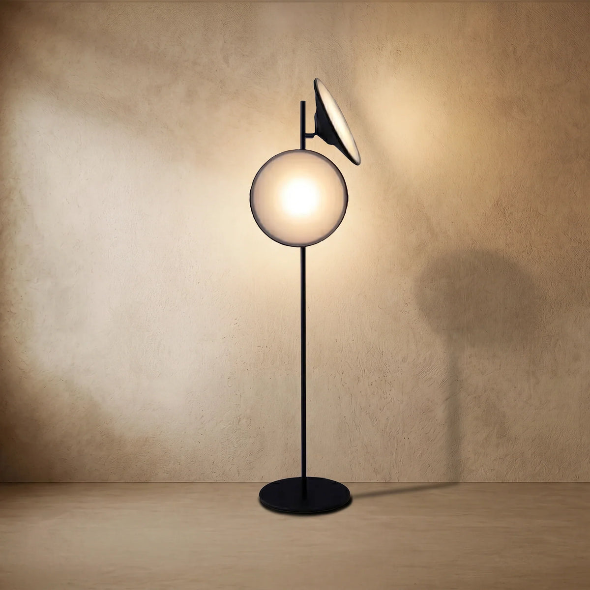 drainpangolin Modern Floor Lamp - Black Metal Trumpet with Adjustable Hood for Bedroom
