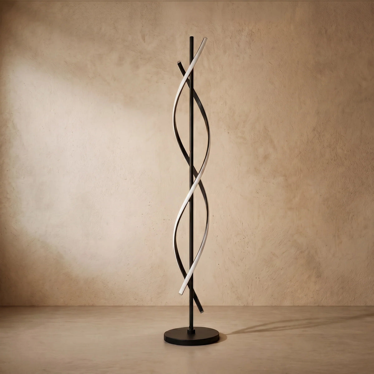 drainpangolin Arcato Modern Black & White Floor Lamp - Streamlined Metal Design for Living Room