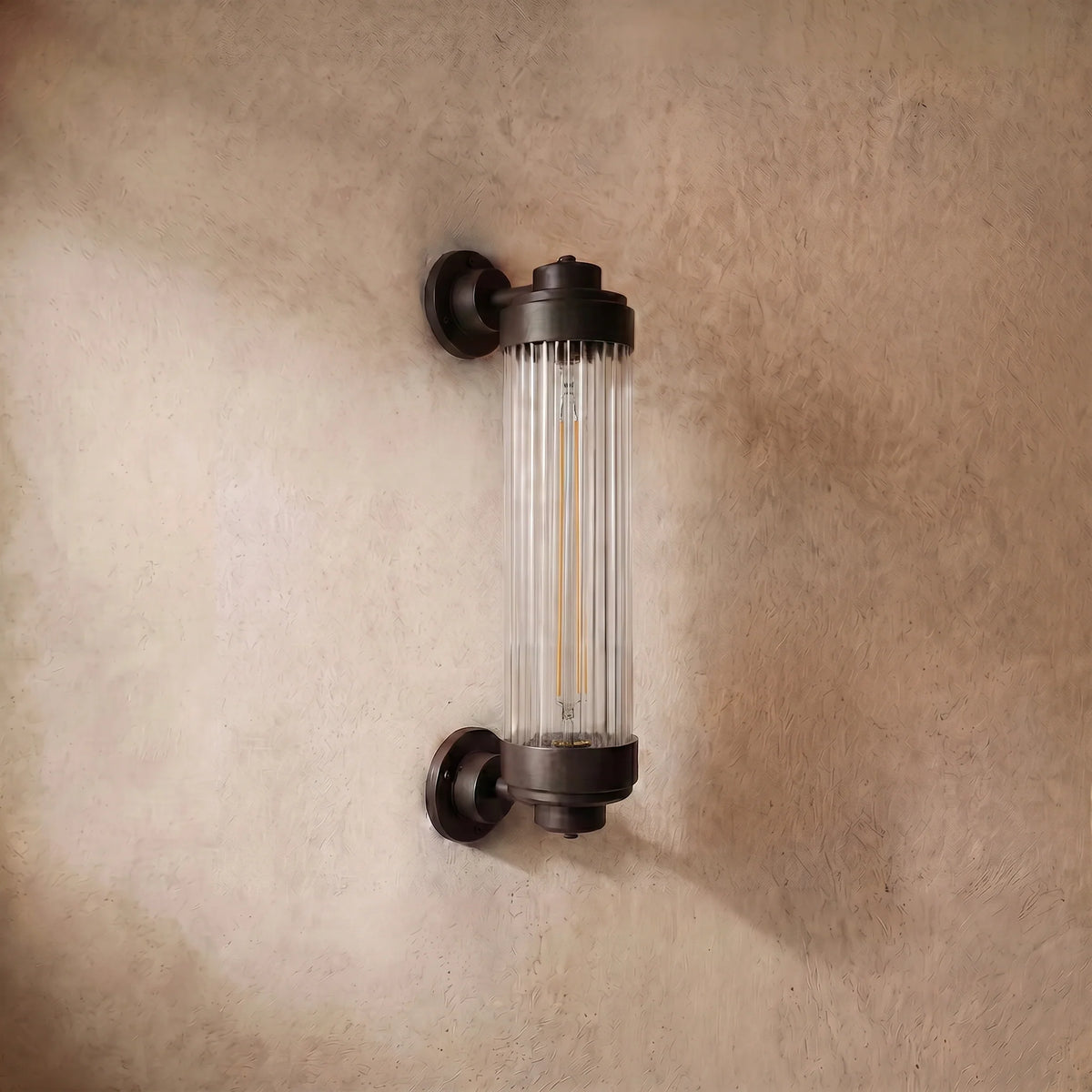 drainpangolin Irondale Modern Outdoor Wall Lamp - Bronze Glass Cylindrical Design for Garden & Patio