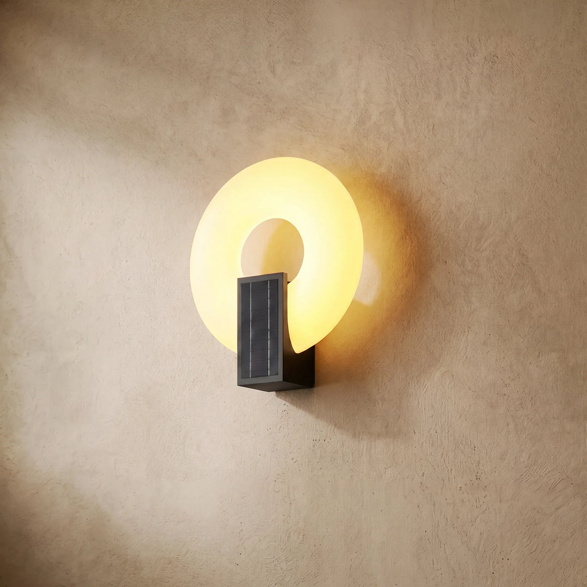 drainpangolin Stellar Modern Outdoor Wall Lamp - Black Metal Frame with Acrylic Ring for Garden