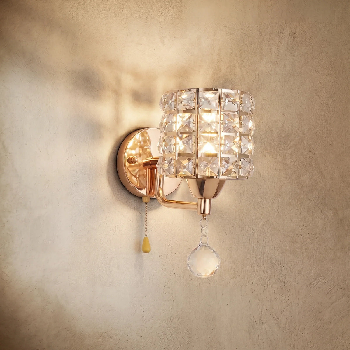 drainpangolin Excelis Modern Crystal Wall Lamp Cylinder LED Living Room
