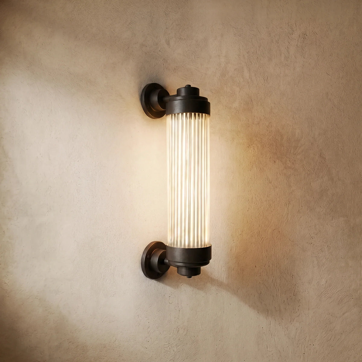 drainpangolin Irondale Modern Outdoor Wall Lamp - Bronze Glass Cylindrical Design for Garden & Patio