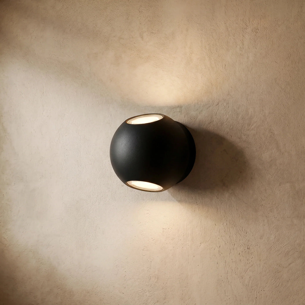 drainpangolin Irondale Modern Globular Outdoor Wall Lamp - Black Metal for Garden