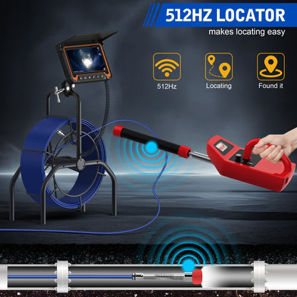 Dainpangolin H7DA Sewer Inspection Camera – 512Hz Locator, Self-Leveling, 7" IPS Monitor